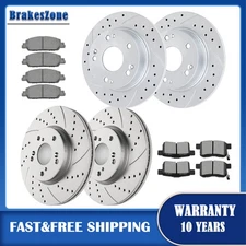 Front Rear Brake Rotors Pads for Honda Accord 2013 2.4L EX EX-L Drilled Slotted
