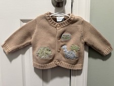 VTG Nannette Baby knitted sweater cardigan dinosaur baby boy 3/6 months