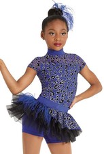 Dance Costume XXL Child Purple-Blue Weissman 12315 Jazz Tap Glitter Tutu Dress