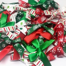 Christmas Bows Craft Card Making Scrapbooking Embllishments x 60