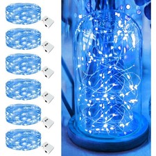 Battery Operated Fairy Lights 6 Pack Blue Twinkle String Lights 20 LED 7ft