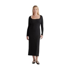 Quince Tencel Rib Knit Long Sleeve Square Neck Maxi Dress Sz XL #21
