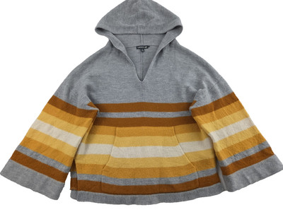 Toad & Co Womens Non-Muelsed Wool Hoodie Striped Heartfelt Poncho Size Small