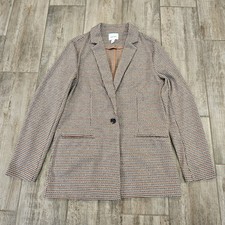 Nine West Plaid Blazer Womens Size M Single Button Dark Academia Office Preppy