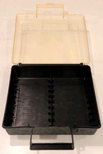 Vintage Cassette Tape Storage Hard Plastic Case Black Holds 20 Cassettes NICE