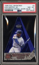 1998 Pacific Invincible Cramer's Choice Dark Blue #9 Ken Griffey Jr. #/80 PSA 8