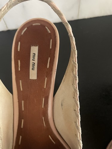 Miu Miu Beige Patent Leather Bow Peep Toe Platform Pumps Size 6 - Picture 2 of 8