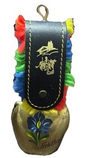 VINTAGE SWITZERLAND ADEIBODEN  HAND PAINTED BELL W COLOR FULL FRINGE