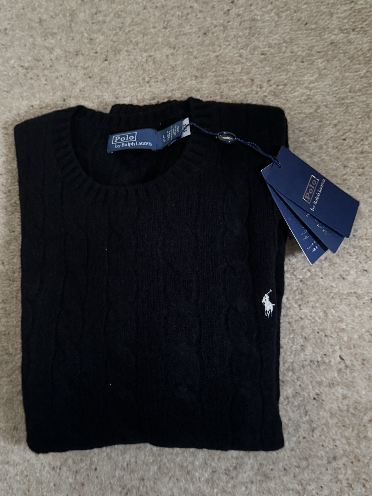 POLO RALPH LAUREN WOMEN’S WOOL CASHMERE CABLE KNIT JUMPER,LARGE, RRP£225, NEW. image 3