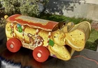 Vintage Fisher Price Happy Hippo 1960s Wooden Pull Toy #151 Makes Sound
