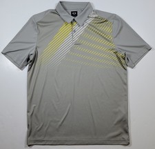 Oakley Shirt Mens Medium Gray Shadow Stripe Short Sleeve Golf Polo