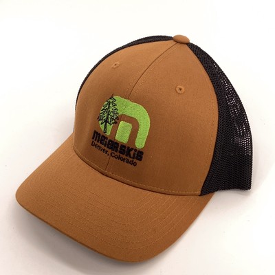 MEIER SKIS denver Colorado flex fit brown black trucker cap