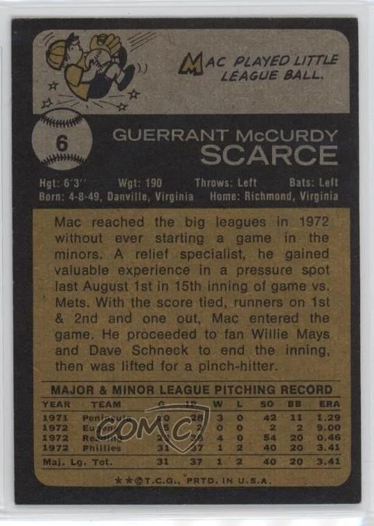 2022 Topps Heritage 1973 Topps 50th Anniversary Stamped Buybacks Mac Scarce #6 - Image 2 of 2