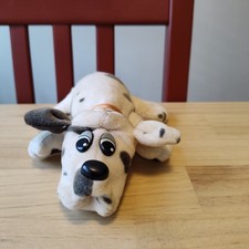 Vintage 1985 Tonka Pound Puppy Newborn Tan Stuffed Dog Red Bow