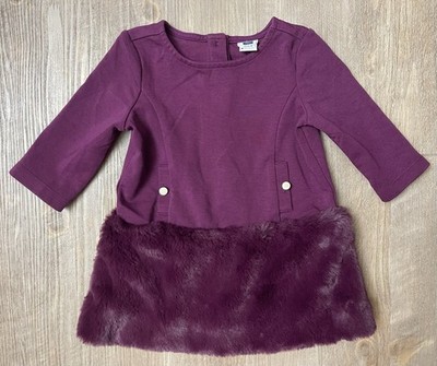Janie and Jack Purple Fur Christmas Holiday Dress  12-18 Months