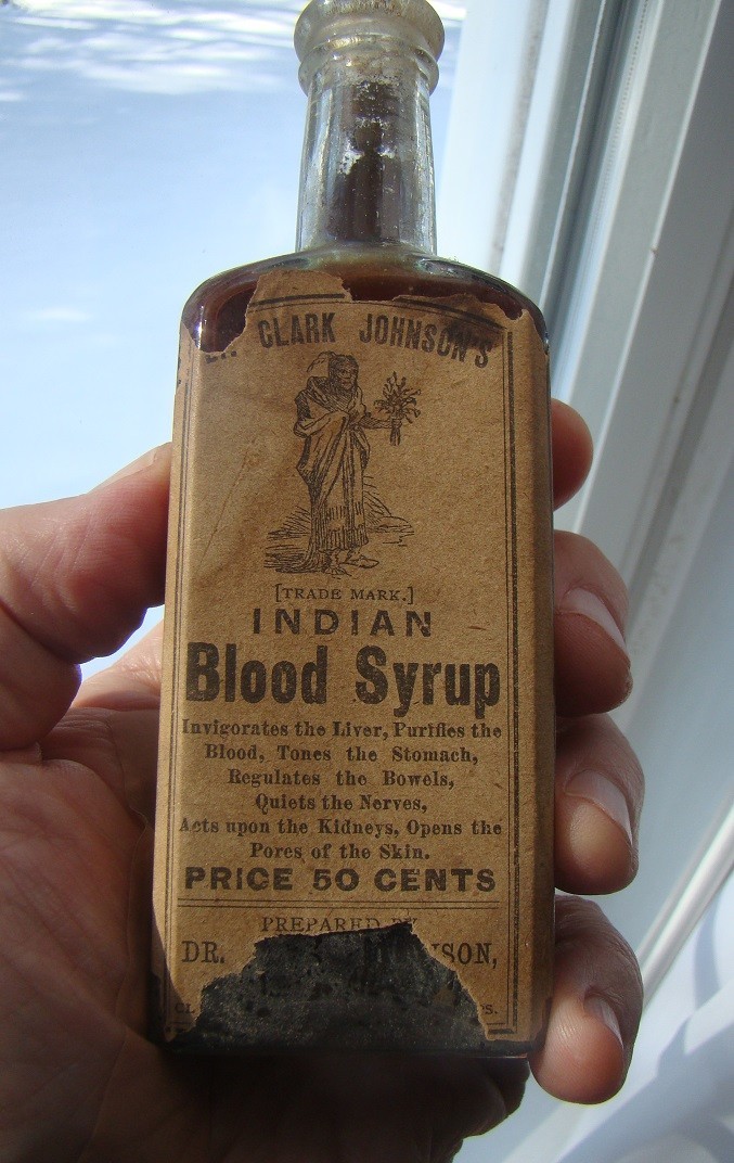 Antique Labeled & Embossed CLARK JOHNSON'S INDIAN BLOOD SYRU