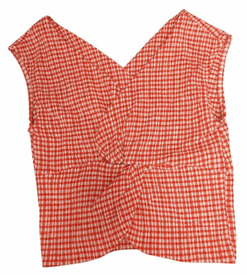 Ray beams womens small red gingham plaid top blouse made in Japan cropped