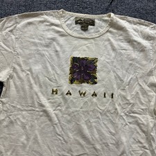 ABC Design T-Shirt Mens Size L Beige Cotton Hawaii Hibiscus Made in USA Casual