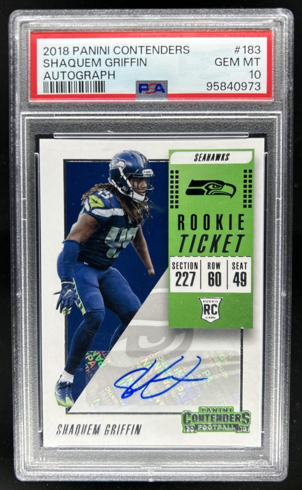 Shaquem Griffin Panini Contenders #183 Autograph-Rookie Ticket Orange