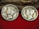 2 MERCURY DIMES - 1938-P 1938-S BOTH VERY GOOD/FINE CONDITION - 2 MERCURY DIMES