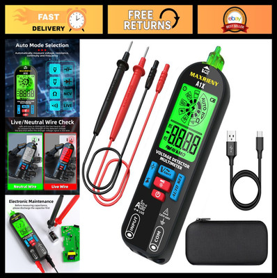 Rechargeable Digital Multimeter NCV Tester with Alarms, Auto-Ranging AC/DC Volta