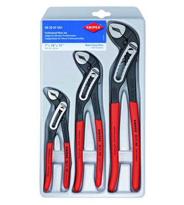 KNIPEX Alligator 3pc Adjustable Plier Set 002007US1 7'' 10'' 12'' Water Pump Pliers