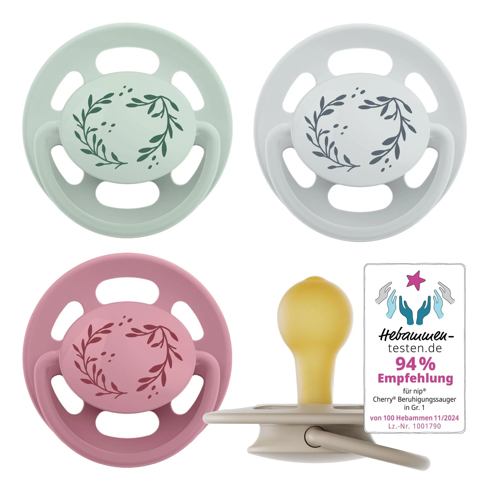 Cherry Green | 06 Months | 4 Pack | Cherry Shape | Breastfeeding Friendly, Pine...