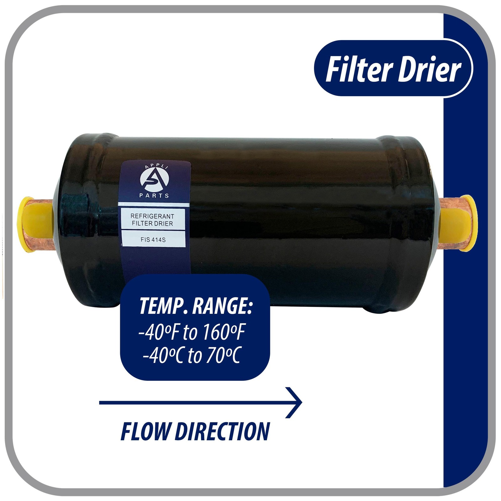 Appli Parts APFD-414S 1/2 in Liquid Line Refrigerant AC Filter Drier hvac Refrig