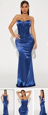 Cindy Satin Maxi Dress-navy Xs