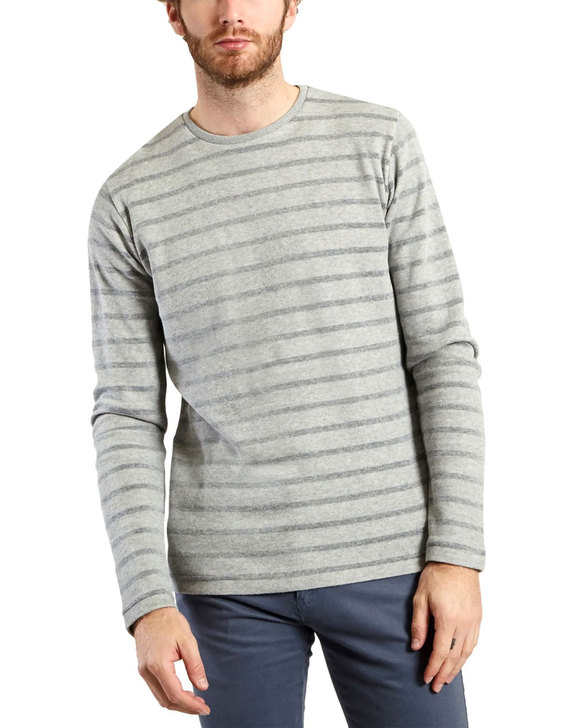 Толстовка из органического хлопка в полоску Knowledge Cotton Apparel Mens XX-Large Grey 8790₽