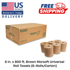 Morcon Paper R6800 8" x 800' 1-Ply Universal Roll Towels - Brown 6/CT New