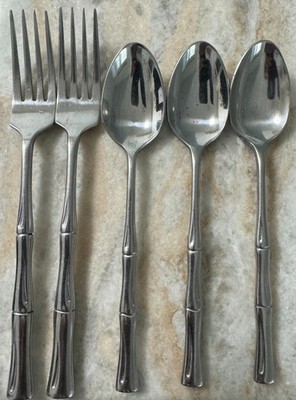 HAF21 Stainless by Hanford Forge Bamboo, 18/8, Glossy 5pc set spoons & forks