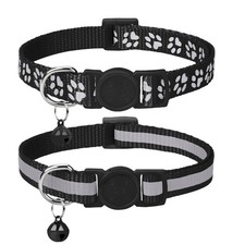 2 Pack Reflective Breakaway Cat Collar with Bell Black
