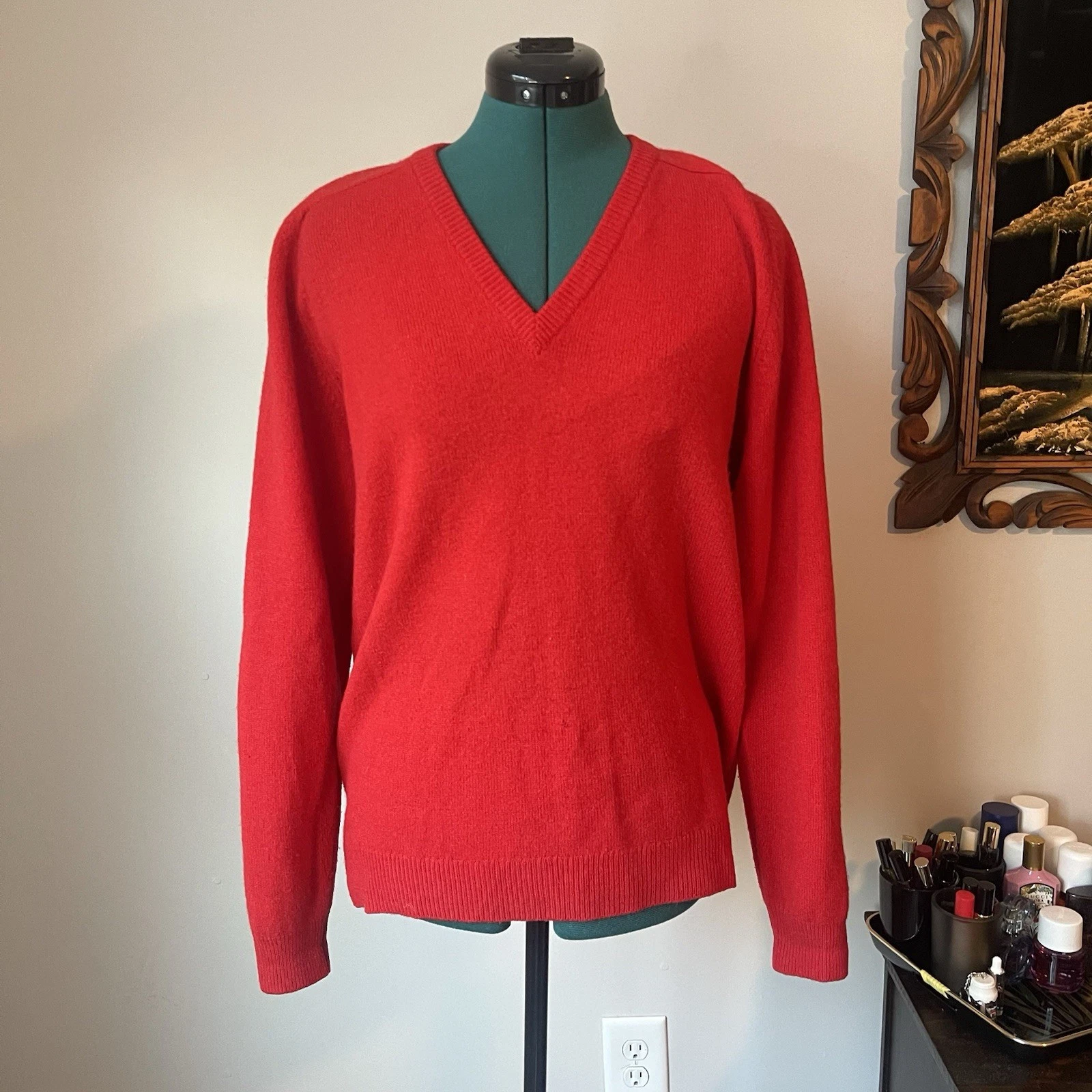 VTG Chatsworth Red Lambswool Pullover Sweater Size 40