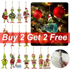 Merry Christmas Grinch Ornaments Xmas Tree Hanging Decoration Pendant Flat Type