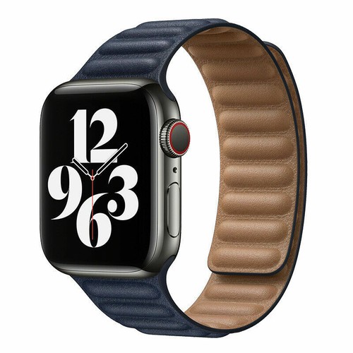 Correa de eslabón magnético con correa de cuero para Apple Watch Ultra 9 8 7 6 5 4 3 SE 38-49 mm - Imagen 22 de 38