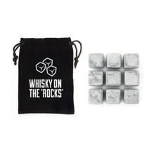 Whiskey Ice Stones 9 PCS Reusable Granite Cooler Cubes Scotch Whisky Rocks Pouch