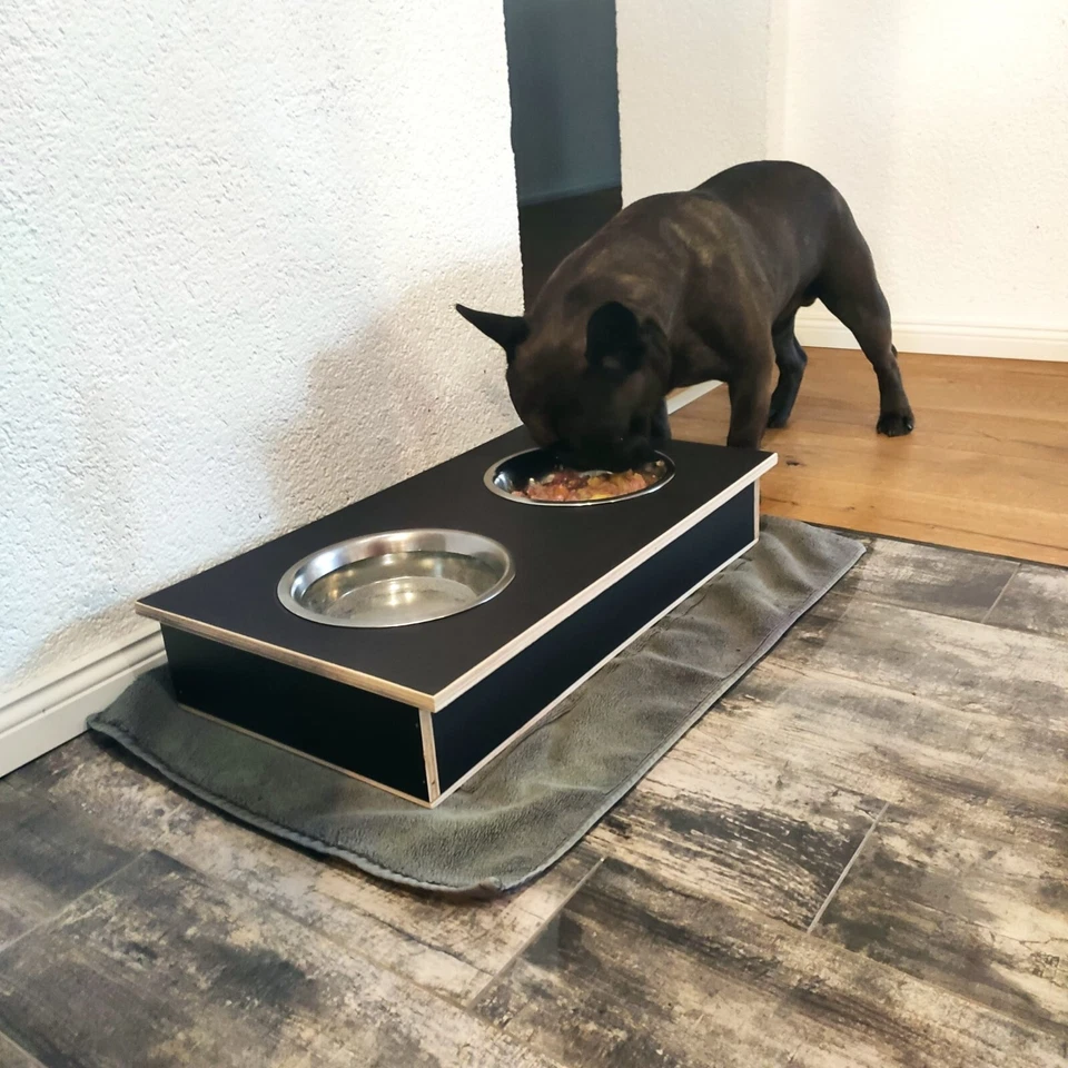 Futterbar, Futternapf aus Edelstahl. Abwaschbar, Außenbereich, Wasserfest.