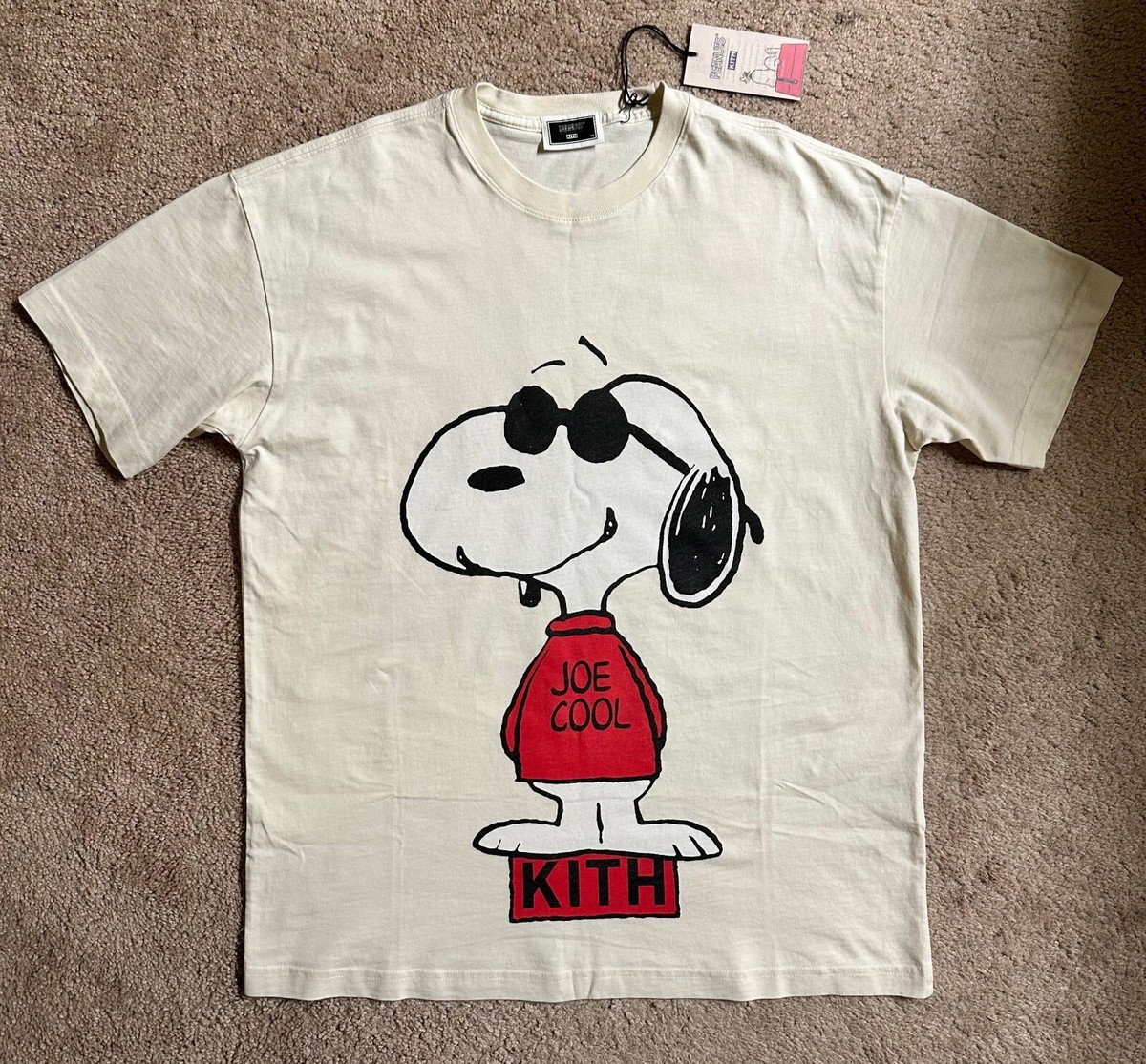 Kith for Peanuts Joe Cool Vintage Tee Sandrift Oversized T Men's