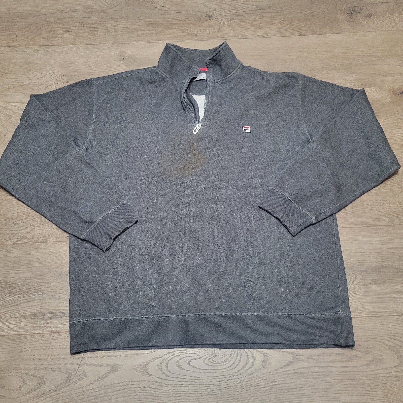 Maglione Fila uomo grande grigio 1 4 zip manica lunga track runner jogging attivo