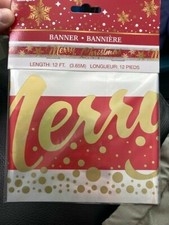 Gold Sparkle Merry Christmas Foil Banner 12ft. New