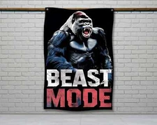 Beast Mode Gorilla Gym Flag - Motivational Fitness Wall Banner