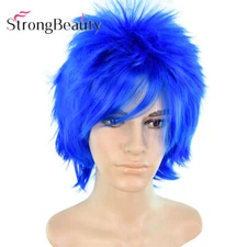 Short Layered Royal Blue Men Basic Cosplay Hair Wig Heat Resistant Halloween Wig