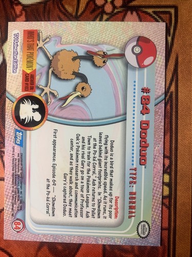 Doduo - Pokemon Topps #84 - Non Holo NM Vintage Shipped Fast! - Picture 3 of 4
