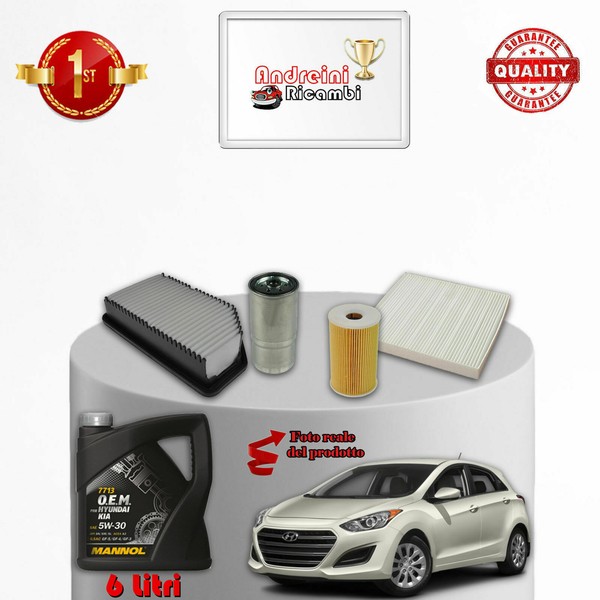 Set Service 4 Filter Und ÖL Hyundai I30 II 1.6 Crdi 100KW 136CV Von 2011->-image