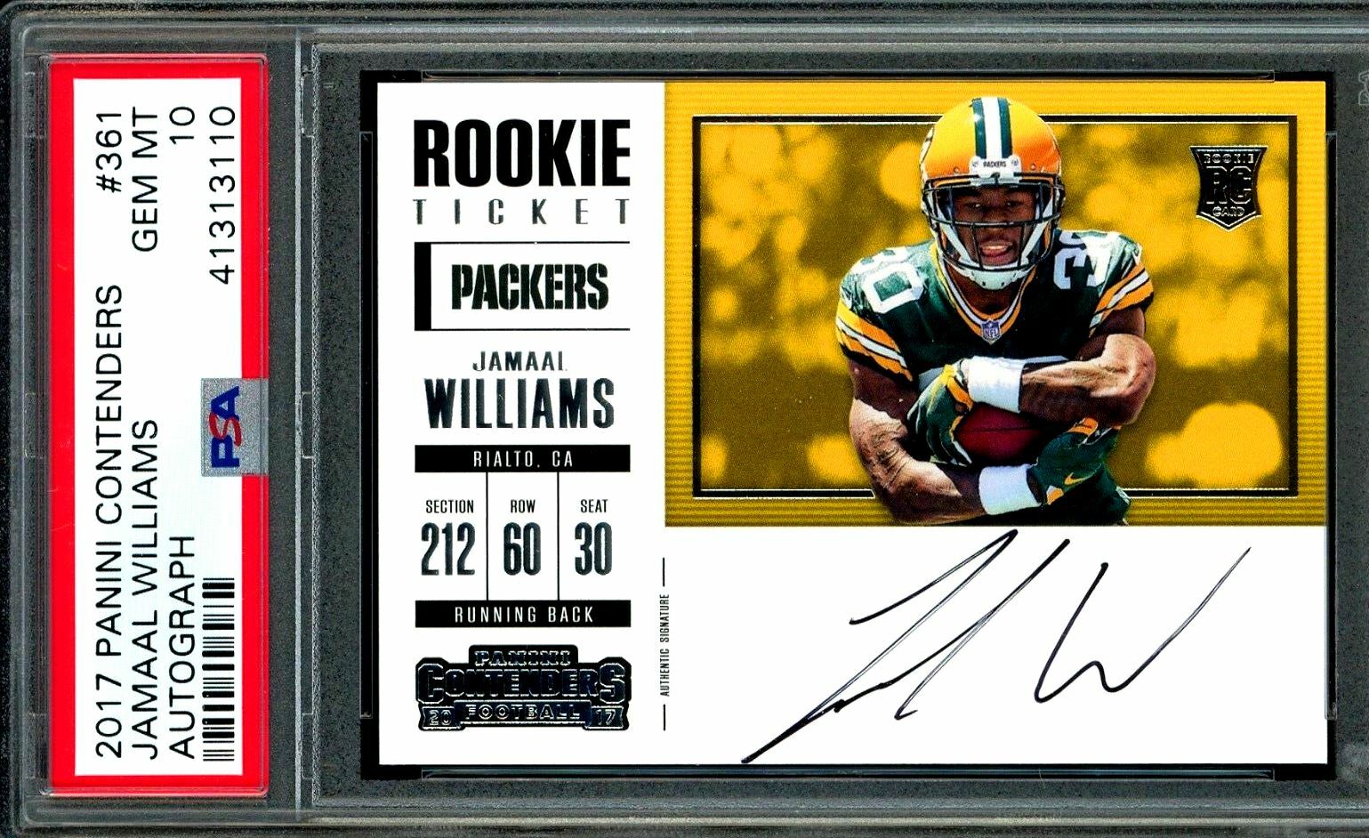 PSA 10 Gem POP 5 Rc Jamaal Williams Auto 2017 Contenders Rookie Signed Autograph