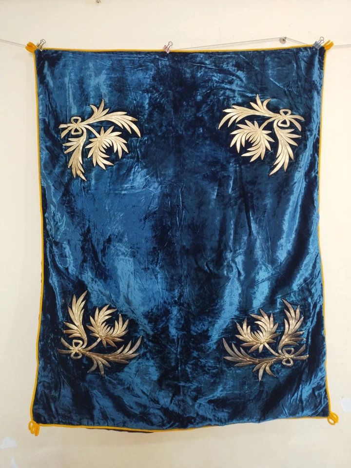 vintage beautiful metallic embroidery velvet textile needlework panel it1403 - Image 3 of 4