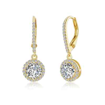 BRAND NEW Lafonn Gold Plated 2.72CTW Diamond Halo Drop Earrings E0193CLG00