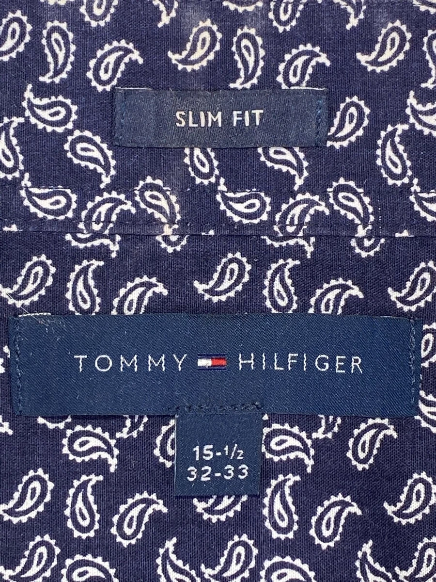 Men Formal Dress Shirt by Tommy Hilfiger Paisley Print in Blue and White