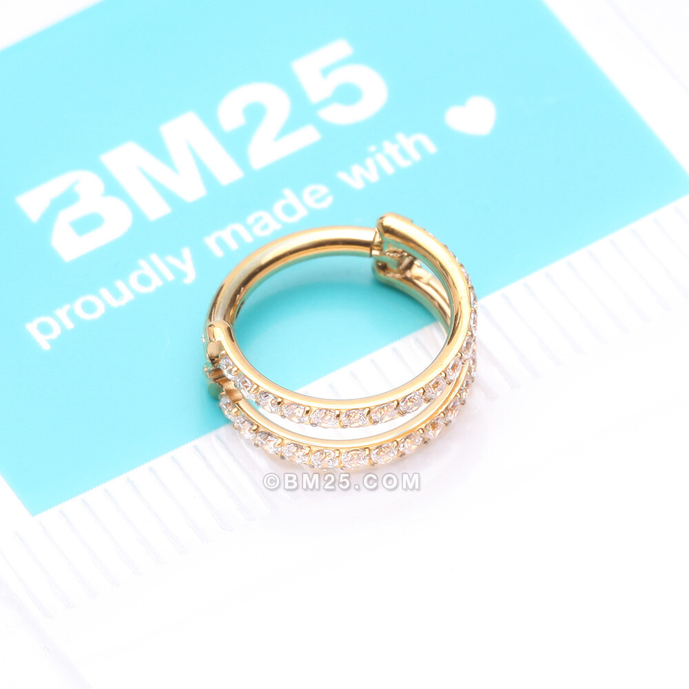 Pure24K Implant Grade Titanium Double Hoop Lined Sparkle